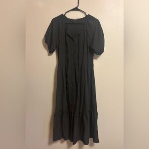 Black Tiered Button Up Maxi Dress Size Small
